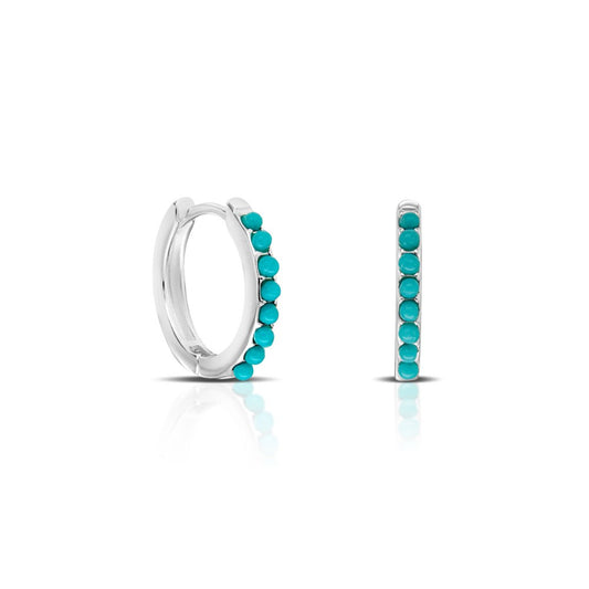Turquoise Lover Huggies - Sterling Silver